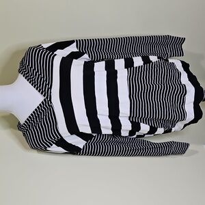 ANDTHEWHY Black and White Striped Hooded Shirt